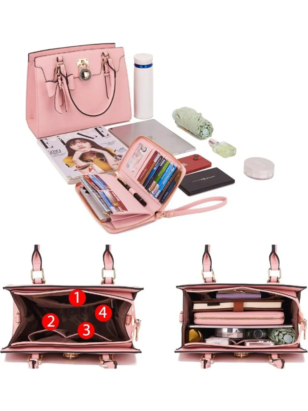 Chic Women's High-End Satchel Tote & Shoulder Handbag Purse Wallet Set